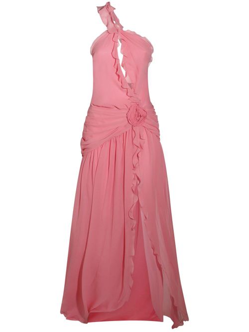 One-shoulder silk maxi dress - Pink