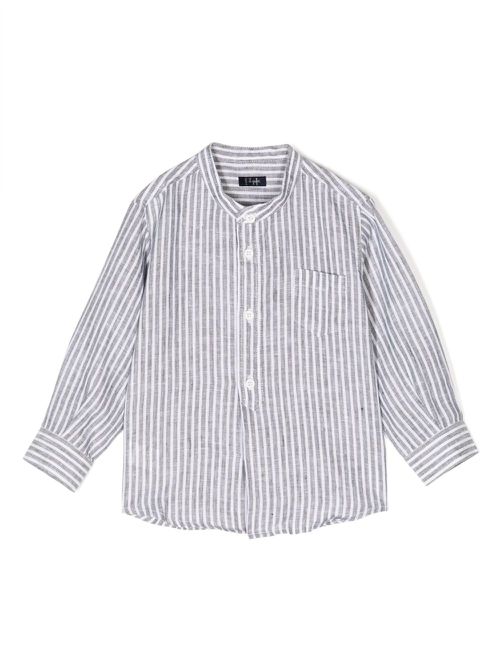 Band-collar striped shirt - Grey