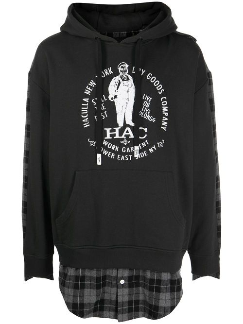 Layered-design hoodie - Black