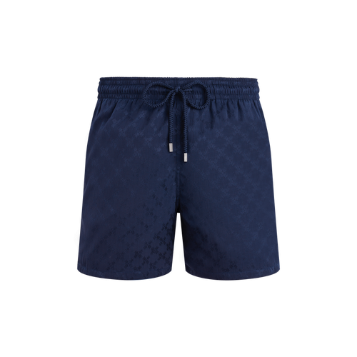 Men Swim Shorts Turtle Monogram Jacquard - Swimming Trunk - Moopea - Blue
