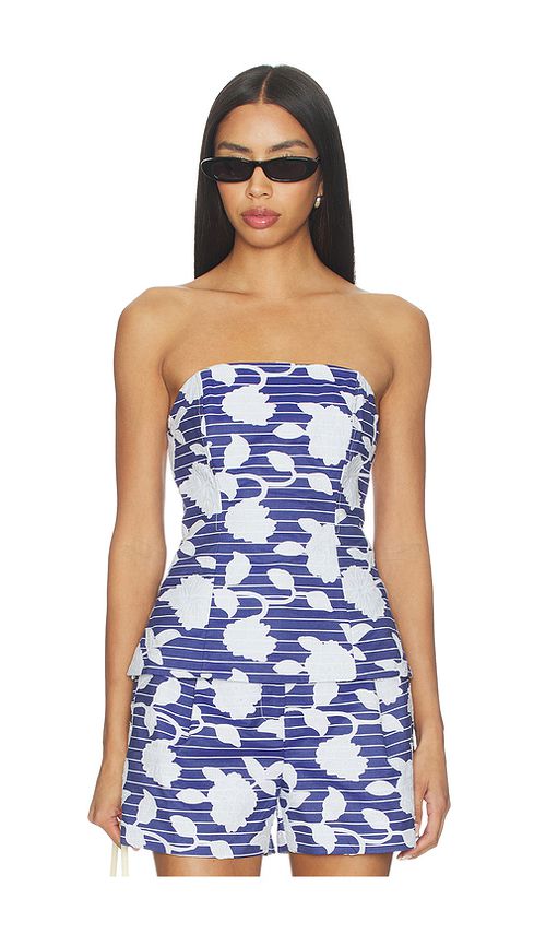 MILLY Adeline Floral Top in Navy,White. S. Also in P