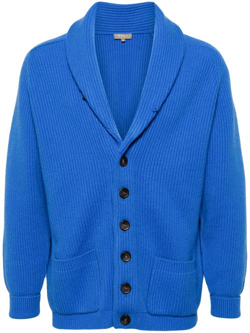 Kensington ribbed-knit cardigan - Blue