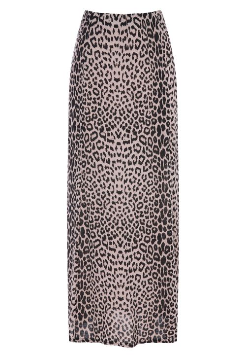 Womens Brown Animal Print Jersey Maxi Skirt