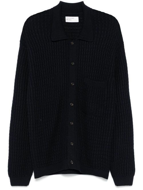 Classic-collar cardigan - Blue