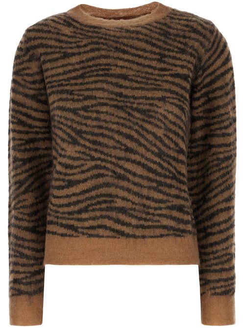 Tiger-intarsia sweater - Brown