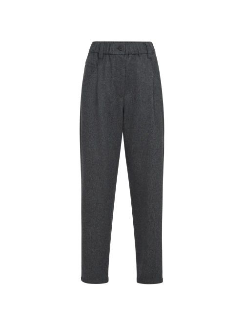 Wool Tapered Trousers — Charcoal