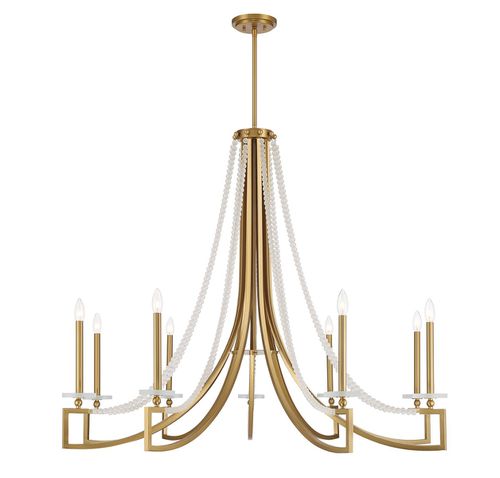 Warm Brass Nine Light Chandelier from the Helen Collection