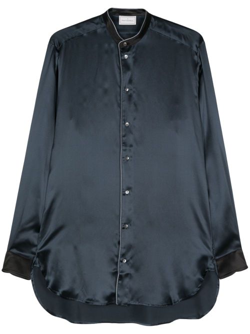 Silk band-collar shirt - Blue