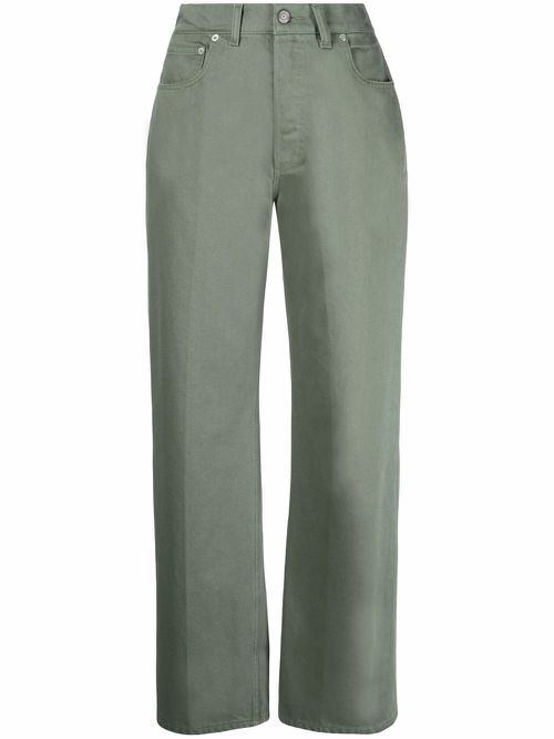 Logo-patch straight-leg jeans - Green