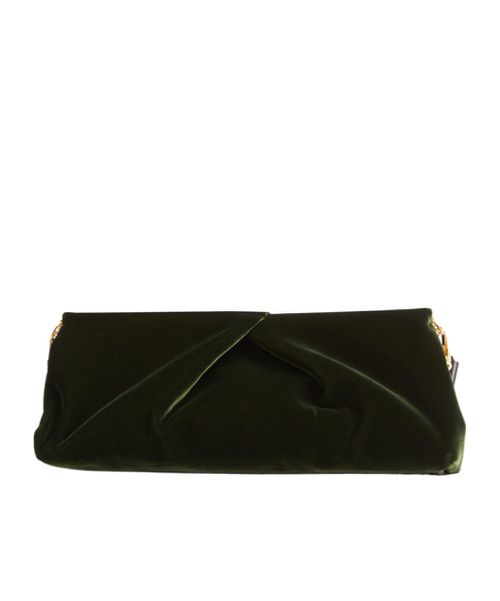 Medium pleated-detail velvet clutch bag