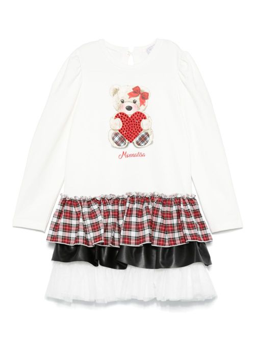 Teddy-bear jersey dress - White