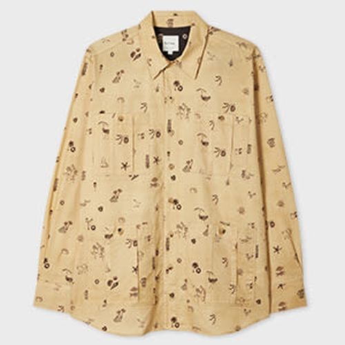Tan Oversized 'Travel' Print Safari Overshirt Brown