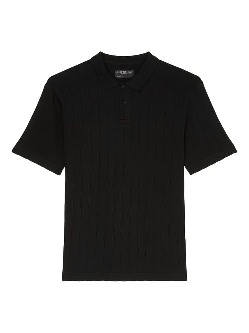 Ribbed short-sleeves polo shirt - Black