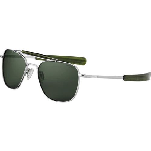 Randolph Engineering Man AT002 Bright chrome Outlet sunglasses Metal Silver Green Squared Polarized