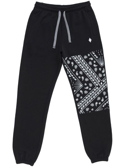 Bandana-print panelled cotton track pants - Black