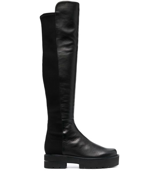 50mm chunky leather boots - Black