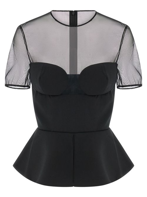 Tailored Bustier With Sheer Neckline Top