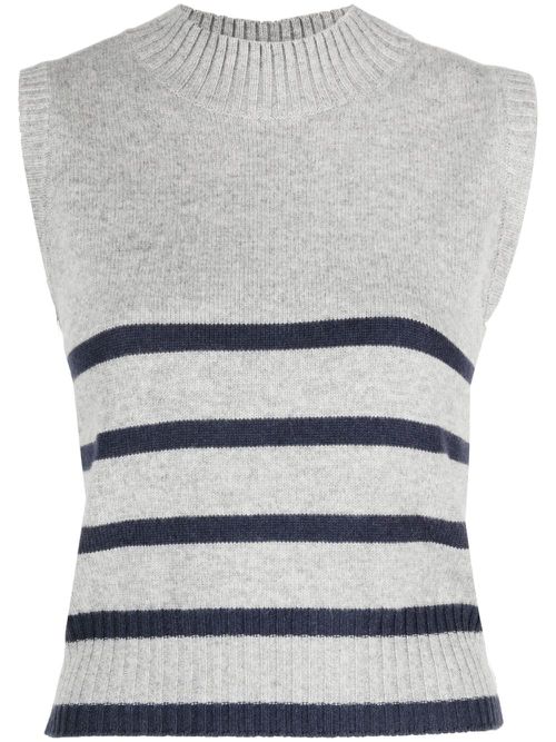 Striped cashmere vest - GREY