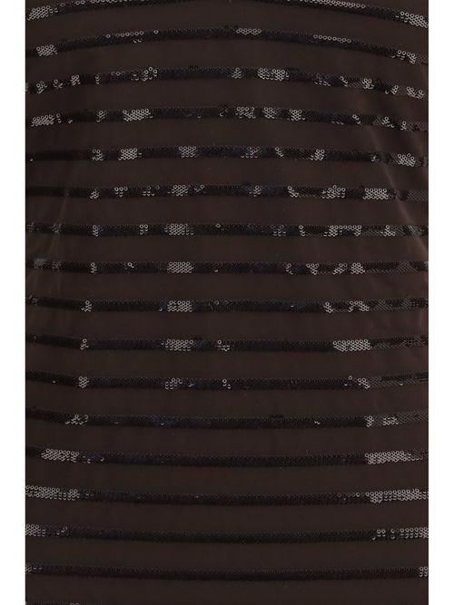 Sequined Striped One-Piece Swimsuit — Brown
