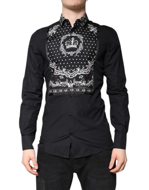 Bandana-Print Silk-Cotton Shirt — Black