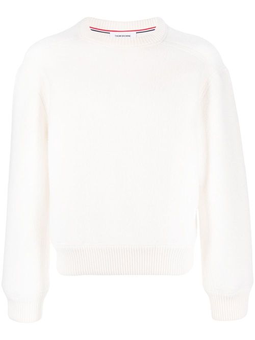 Logo-patch crew neck jumper - White