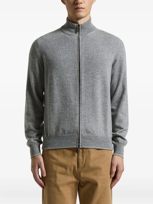 Wool-Cashmere Zip-Fastening Cardigan — Grey