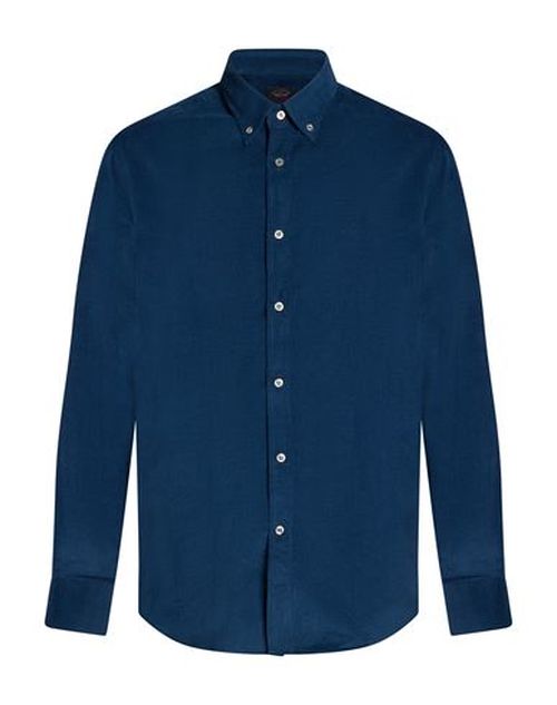 Man Shirt Navy Size 16 Cotton, Elastane