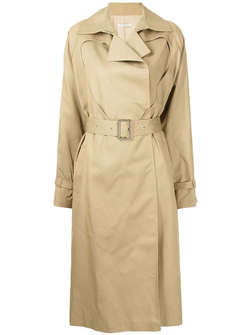 Heart-cut belted trench coat - Brown