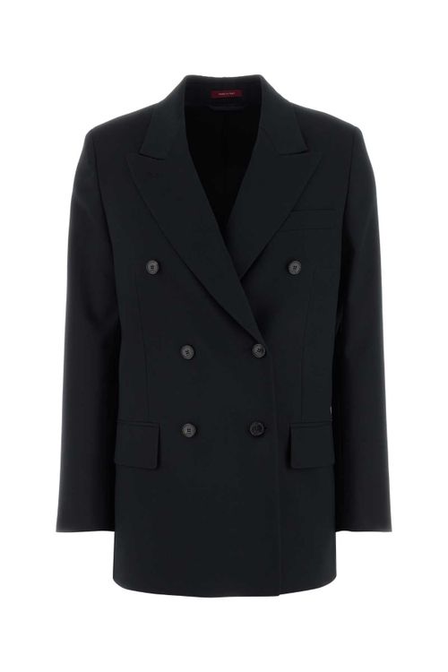 Wool Double-Breasted Blazer — Blue