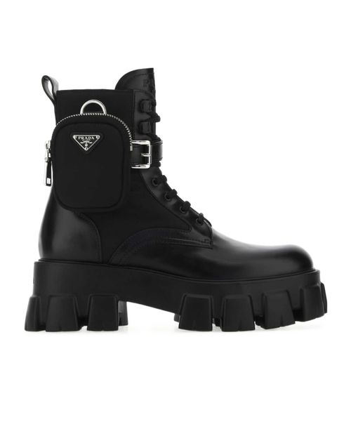 Monolith leather and Re-Nylon combat boots with pouch