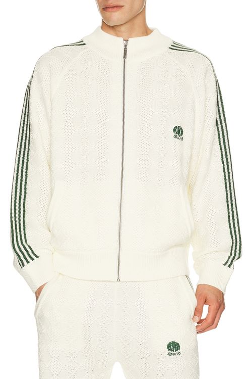 Rice nine ten Knitted Training Jacket in Off White - White,Dark Green. 2 also