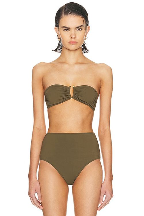 NILI LOTAN Bandeau Bikini Top in Olive Green - Olive. M also in