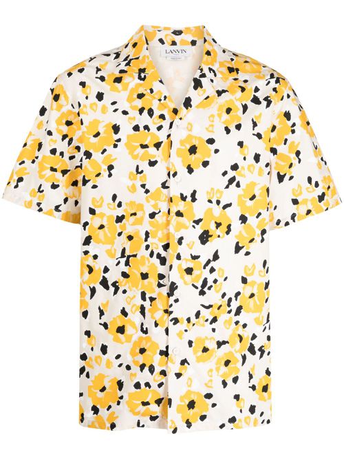 Floral-print cotton shirt - Yellow