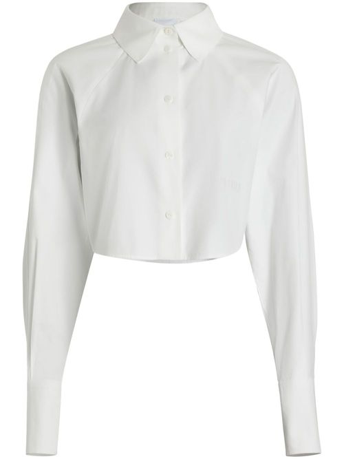 Organic-cotton cropped shirt - White
