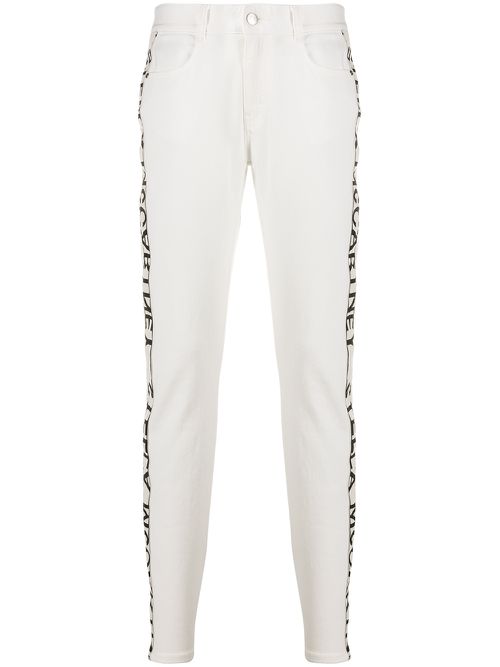 Logo tape skinny jeans - White