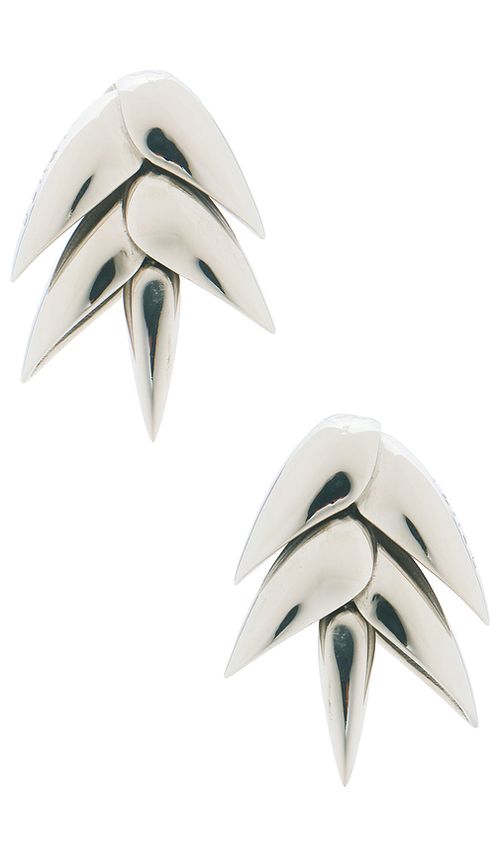 Bevza Xs Spikelet Earrings in Metallic Silver