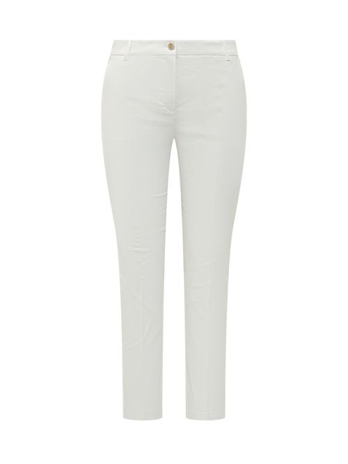 White Slim Flat Front Pants