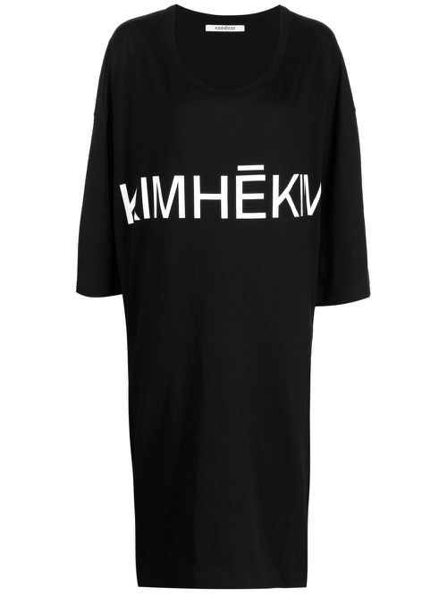 Logo-print cotton dress - Black