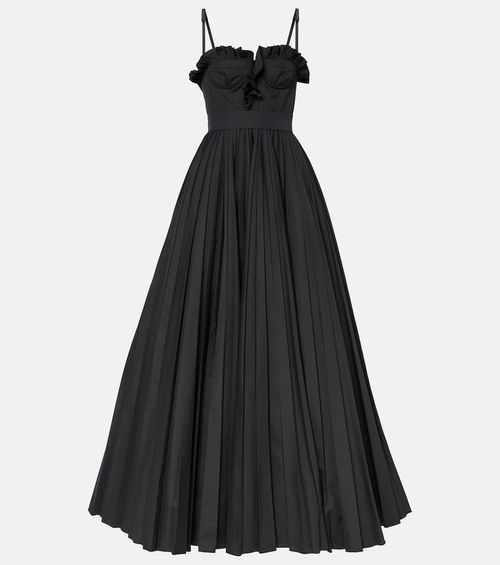 Ruched pleated cotton gown