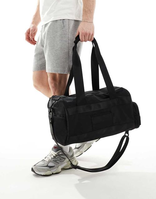 ASOS DESIGN nylon gym holdall in black