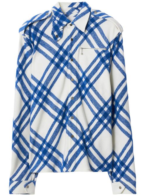 Vintage Check wool blend shirt - White