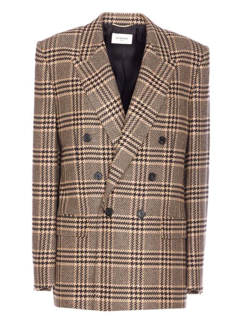 Double-breasted Checked Silk and Cashmere-blend Blazer