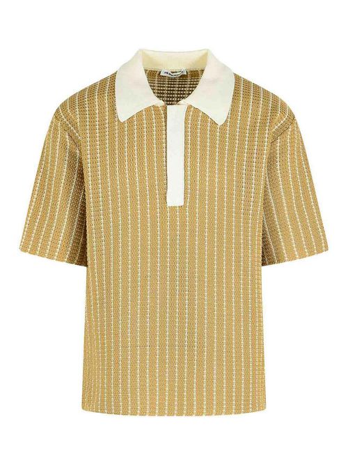 Beige Cotton Knit Polo Shirt