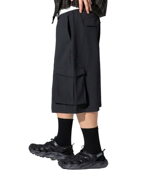 XP333 Check Wrinkle Cargo Bermuda Pants