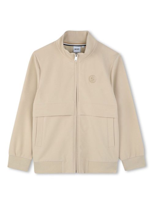 Logo-embroidered zipped sweatshirt - Neutrals