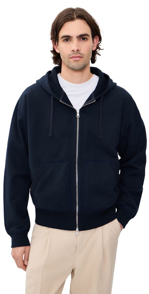 Midweight Terry Relaxed Zip Hoodie Navy