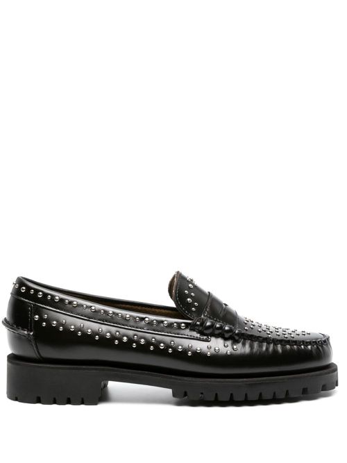 Stud-detailling leather loafers - Black