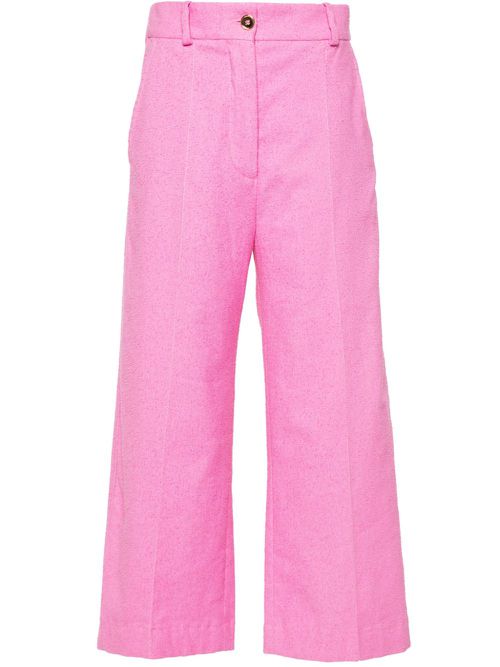 Towelling-finish straight-leg trousers - Pink
