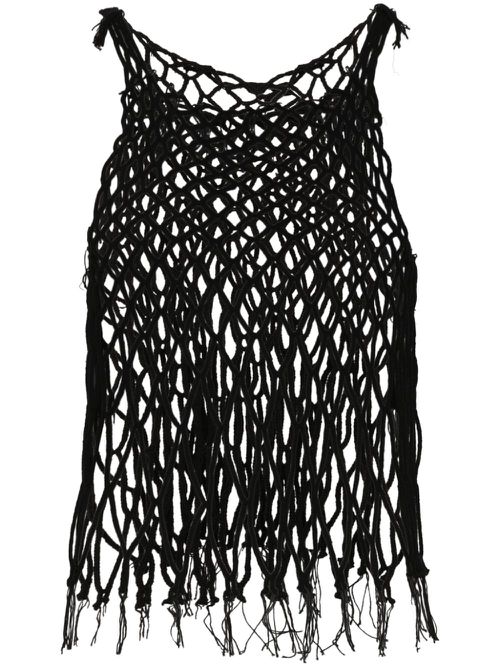 Mesh sleeveless tank top - Black