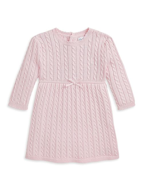 Baby Girl's Cable-Knit Bow Sweater Dress - Hint Of Pink